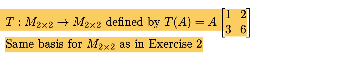 matrix of linear transformation with respect to basis calculator