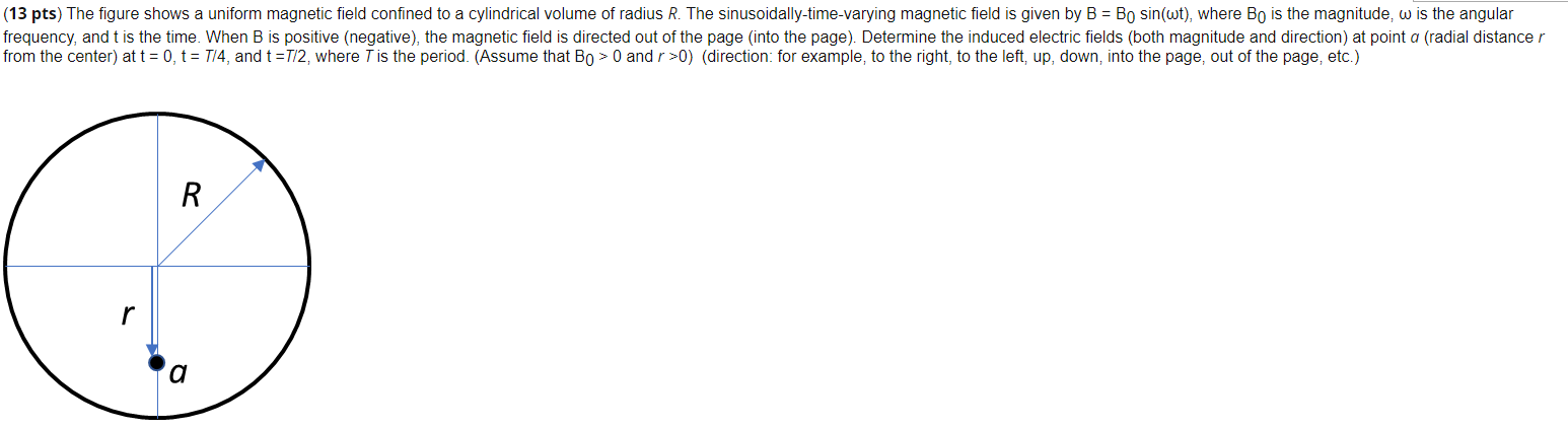 Solved (13 pts) The figure shows a uniform magnetic field | Chegg.com