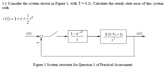 Solved 1.1 Consider the system shown in Figure 1, with T = | Chegg.com