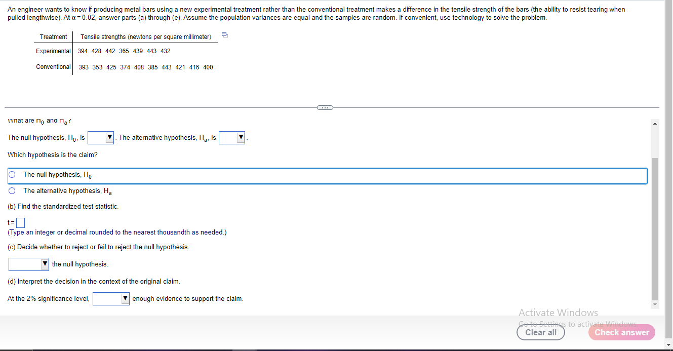 Solved pulled lengthwise). At α=0.02, answer parts (a) | Chegg.com