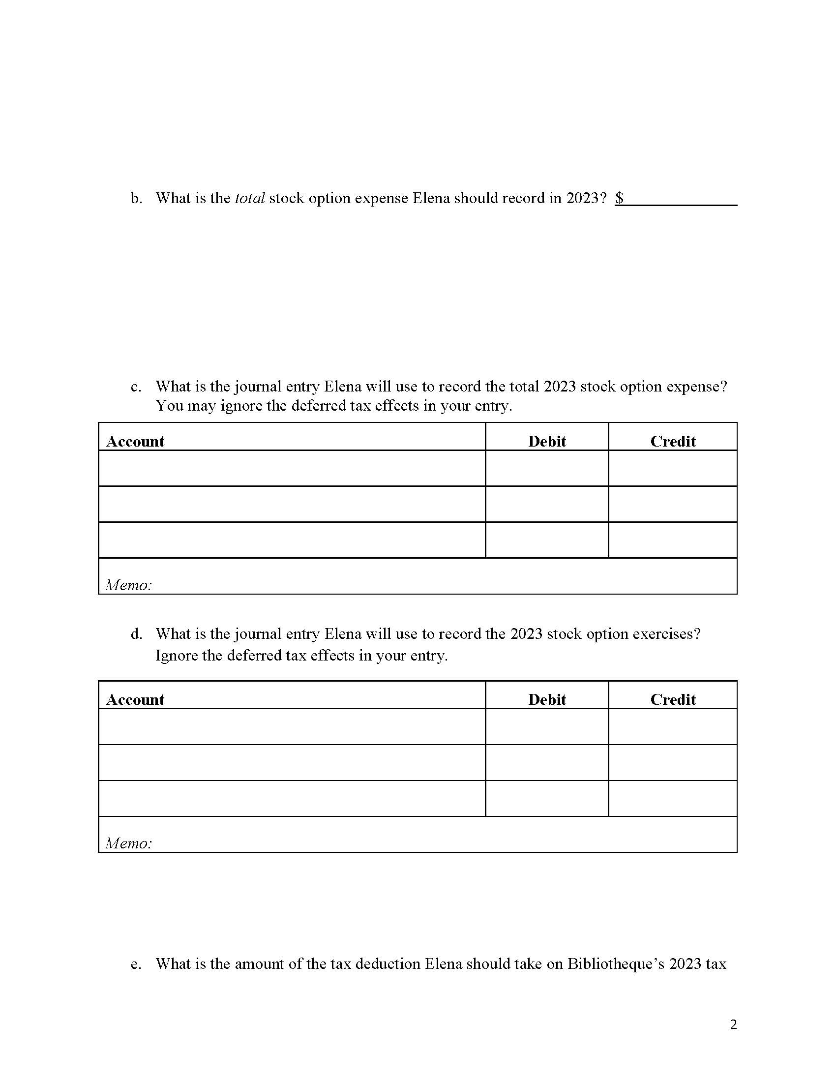 Stock Option A.)What is thetotal stock option