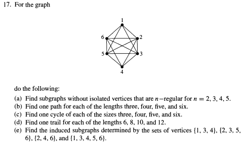 Graph Subgraph Solution Solved 17. For the graph 6 do the following: (a) Find | Chegg.com