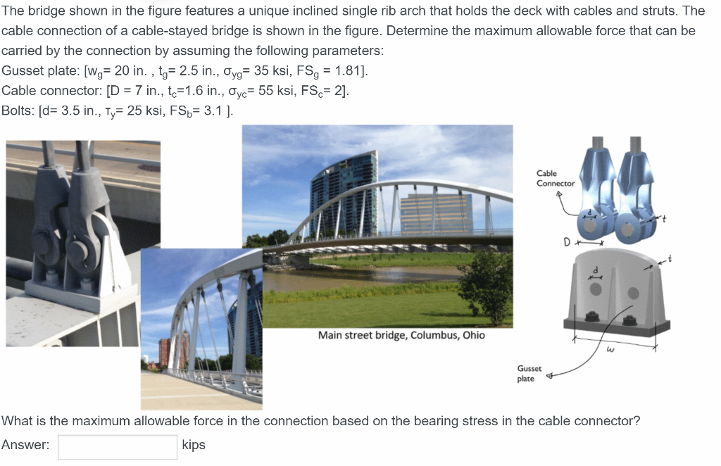 Solved The bridge shown in the figure features a unique | Chegg.com