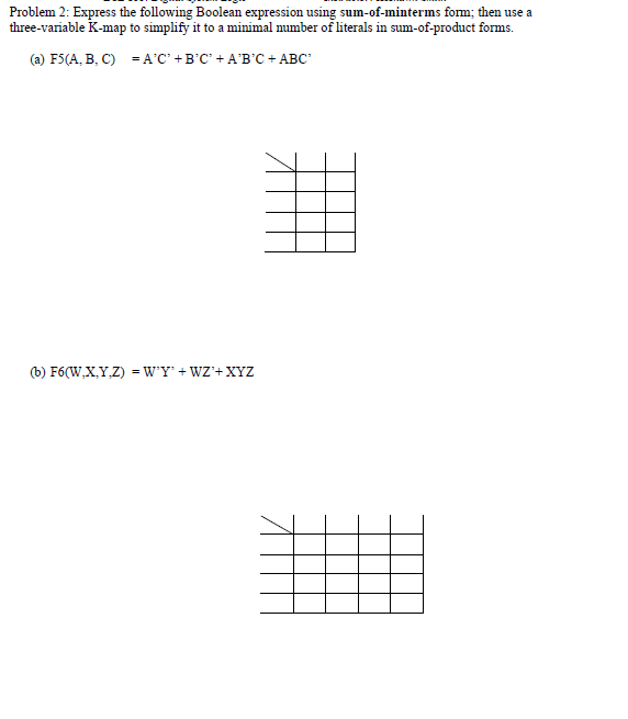 Solved Problem 2: Express the following Boolean expression | Chegg.com