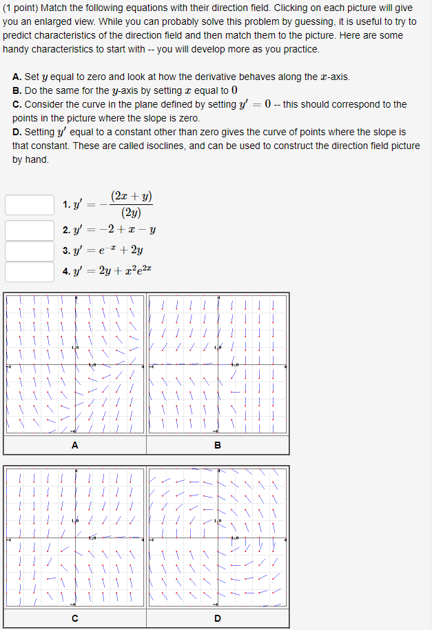 Solved (1 point) Match the following equations with their | Chegg.com