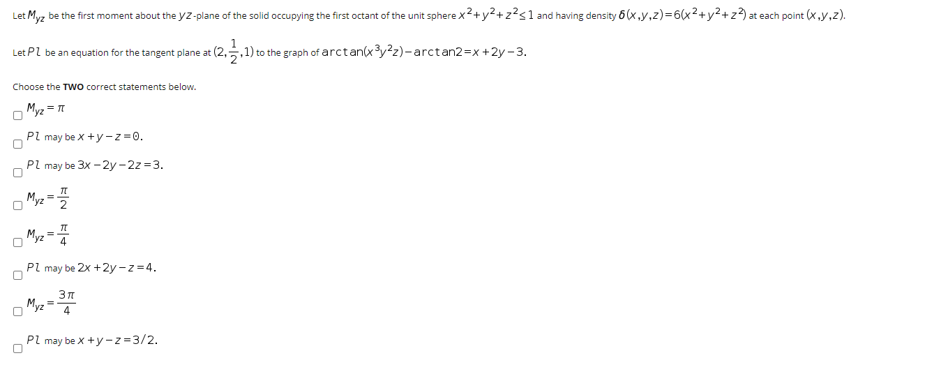 Solved Let Myz be the first moment about the yZ-plane of the | Chegg.com