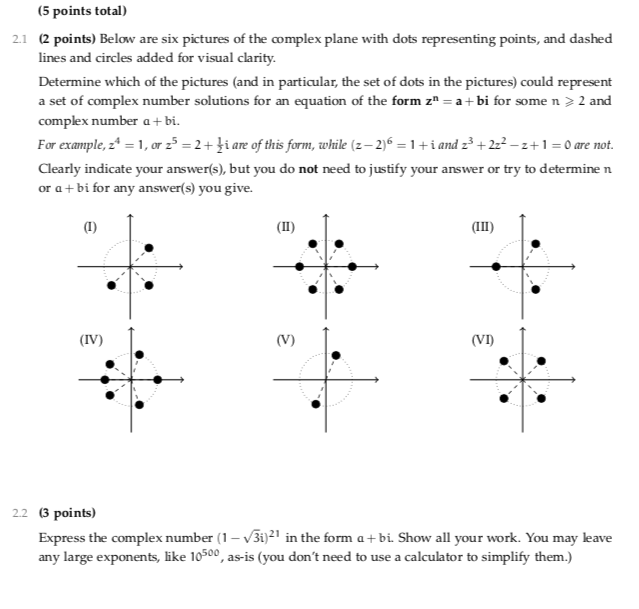 Solved (5 points total) 2.1 (2 points) Below are six | Chegg.com