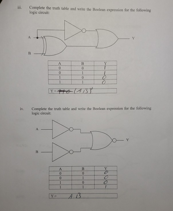 Solved iii. Complete the truth table and write the Boolean | Chegg.com