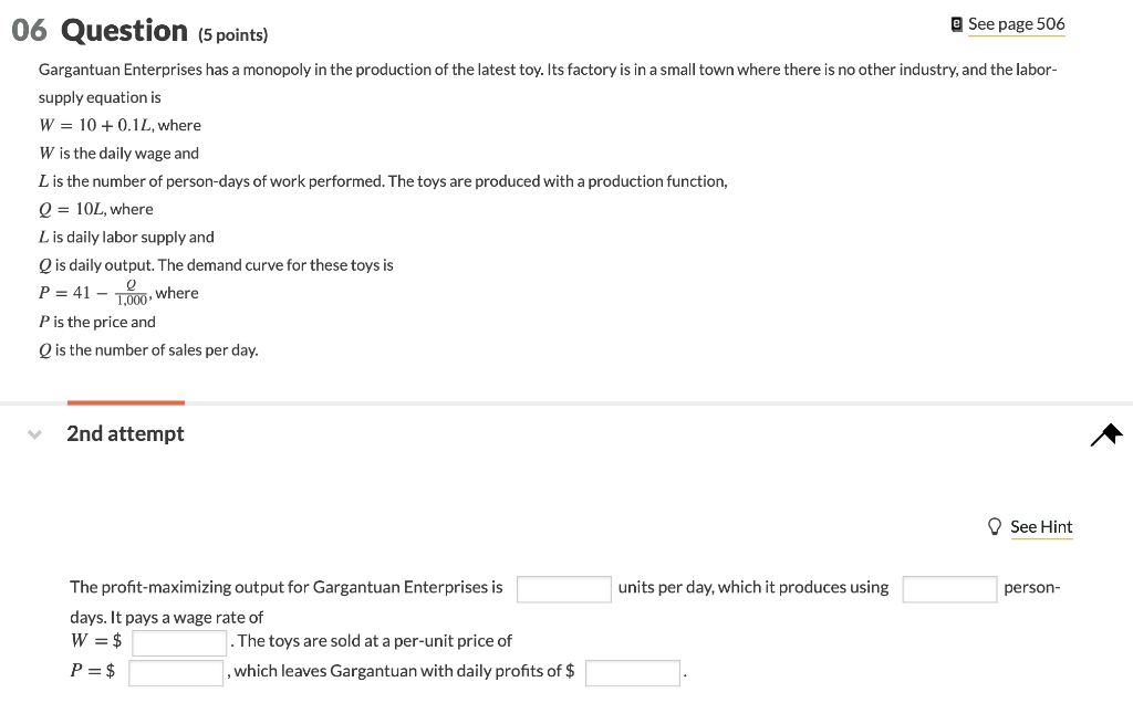 Solved 06 Question (5 points) @ See page 506 Gargantuan | Chegg.com