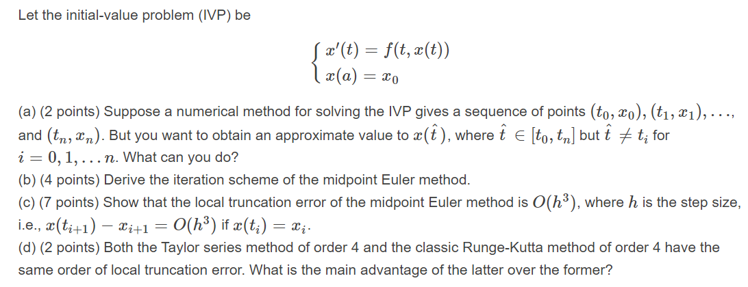 Solved Let The Initial Value Problem Ivp Be S X T F Chegg Com