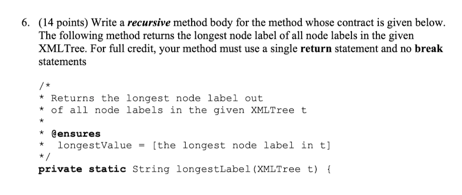 Solved Java hand coding problem. Recursion + XML combo | Chegg.com