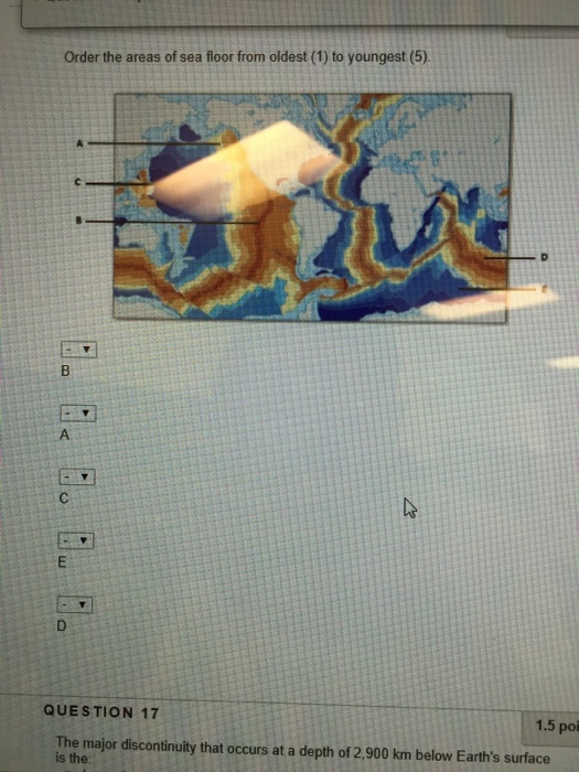 Solved Order the areas of sea floor from oldest (1) to | Chegg.com