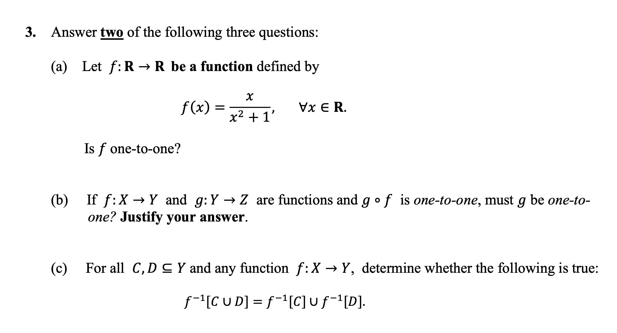 Solved Answer two of the following three questions: (a) Let | Chegg.com