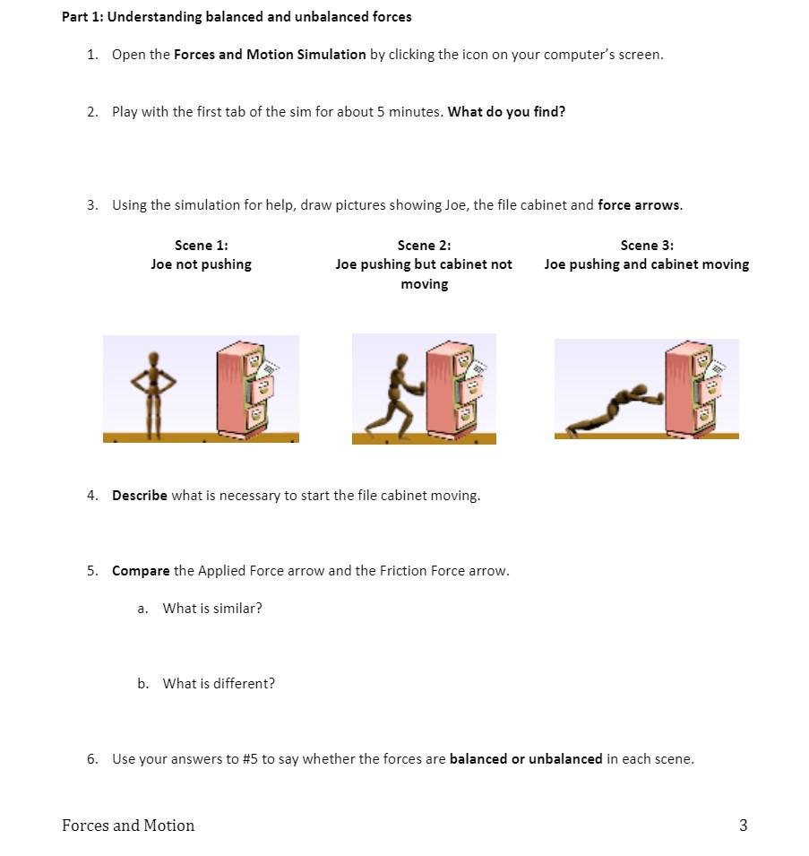 Solved Part 1: Understanding balanced and unbalanced forces | Chegg.com