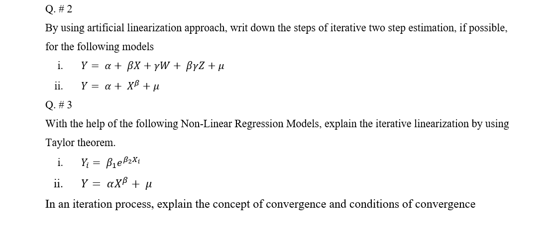 Q. # 2 By using artificial linearization approach, | Chegg.com