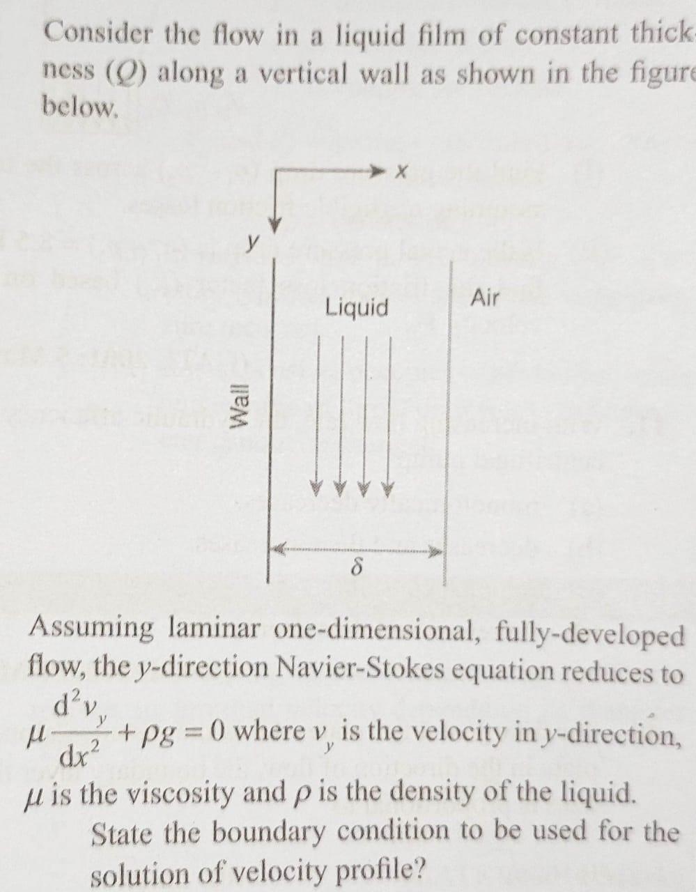 Solved Consider the flow in a liquid film of constant thick | Chegg.com
