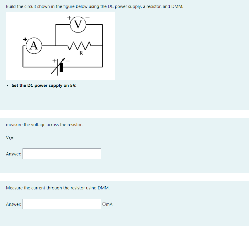 Solved Build the circuit shown in the figure below using the | Chegg.com