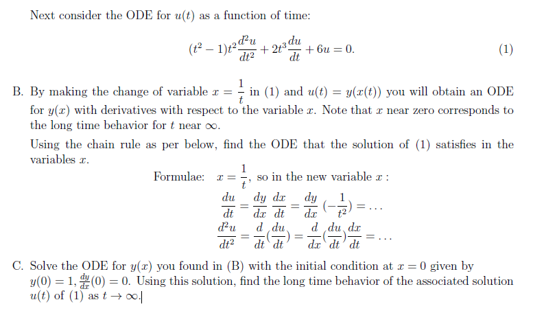 Solved Solve the ODE for y(x) you found in (B) with the | Chegg.com