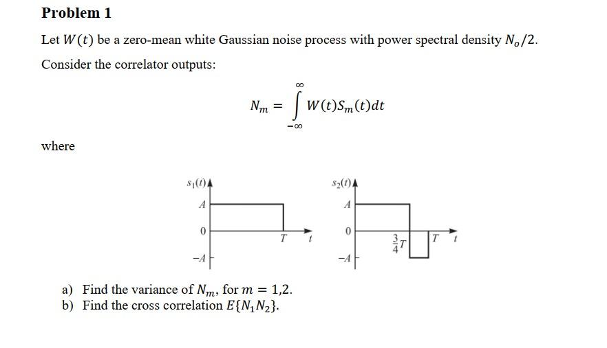 Problem 1 Let W(t) be a zero-mean white Gaussian | Chegg.com