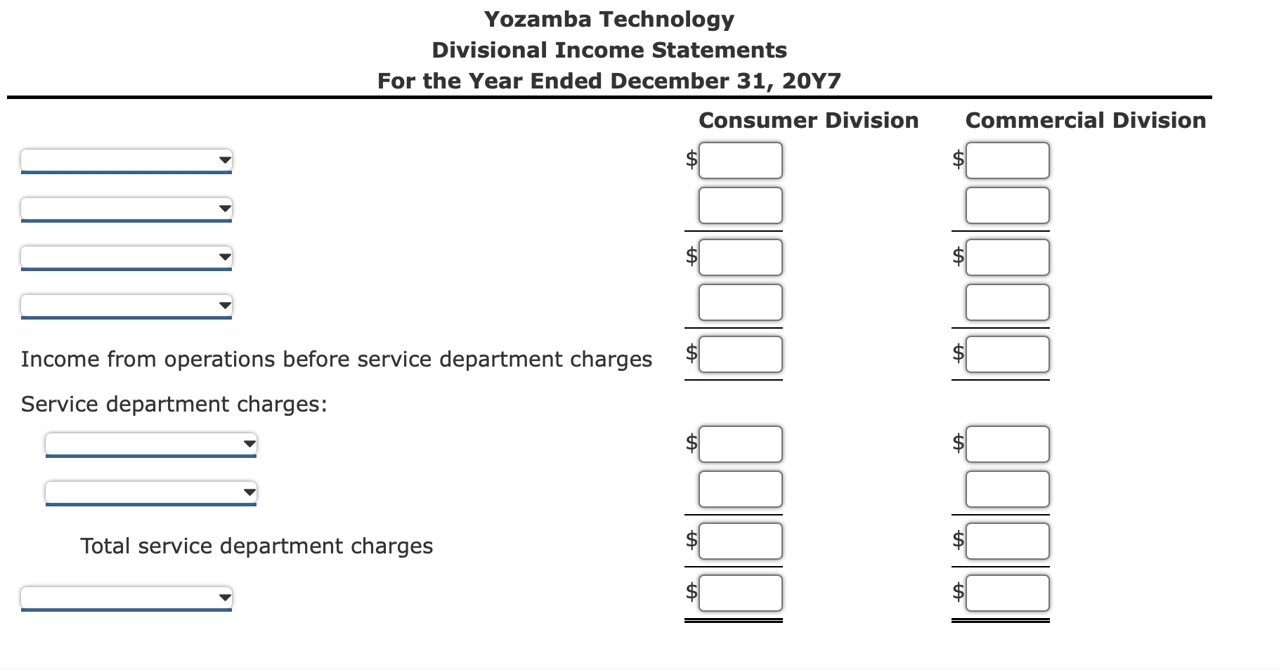 Solved Divisional Income Statements with Service Department | Chegg.com