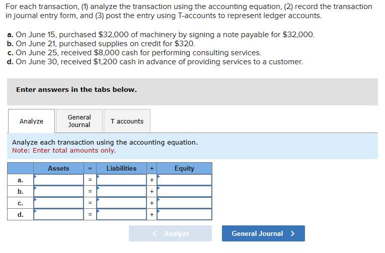 Solved For each transaction, (1) analyze the transaction | Chegg.com