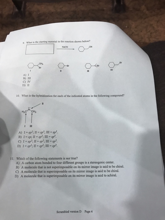 Solved What is the starting material in the reaction shown