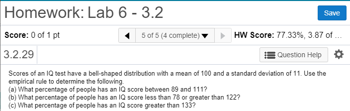 Solved Homework: Lab 6 - 3.2 Save HW Score: 77.33%, 3.87 Of | Chegg.com