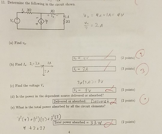 Solved 11. Determine the following in the circuit shown. , | Chegg.com