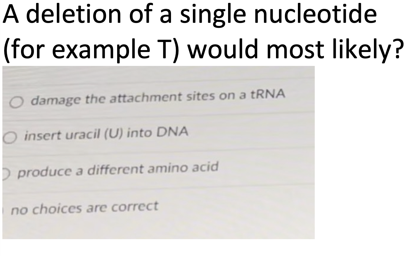 Solved A deletion of a single nucleotide (for example T) | Chegg.com