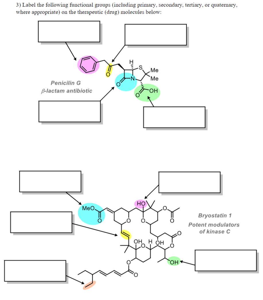 Solved 3) Label the following functional groups (including | Chegg.com