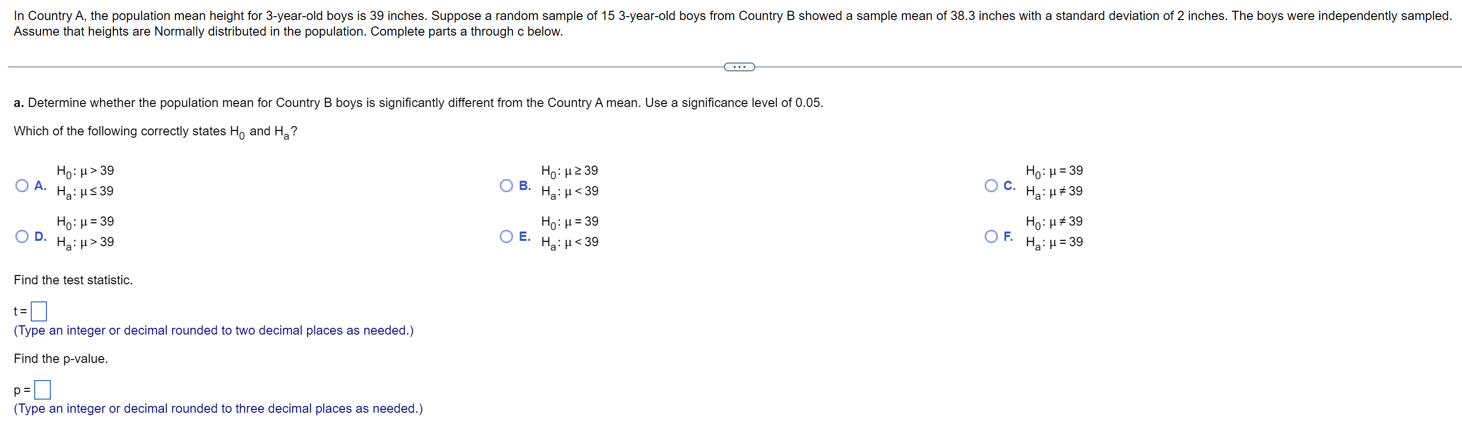 Solved In Country A, the population mean height for | Chegg.com