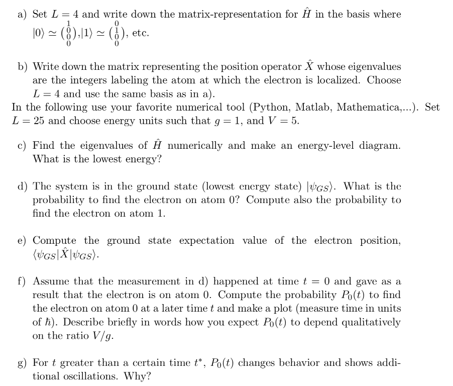 Solved An electron can hop between nearby atoms on a linear | Chegg.com
