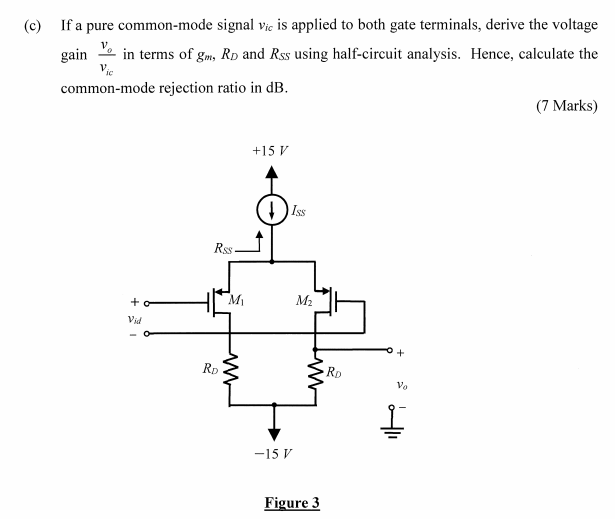 Solved 3. The differential amplifier shown in Figure 3 on | Chegg.com