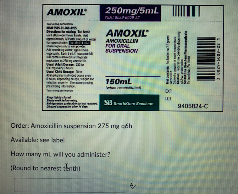 Solved AMOXIL 250mg/5ml NDC 0029-6009-22 AMOXIL AMOXICILLIN | Chegg.com