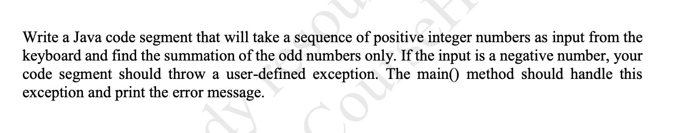 Solved Write a Java code segment that will take a sequence | Chegg.com