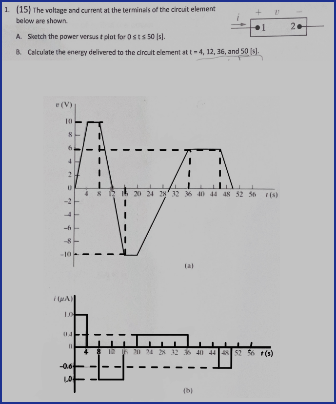 Solved (15) ﻿The voltage and current at the terminals of the | Chegg.com