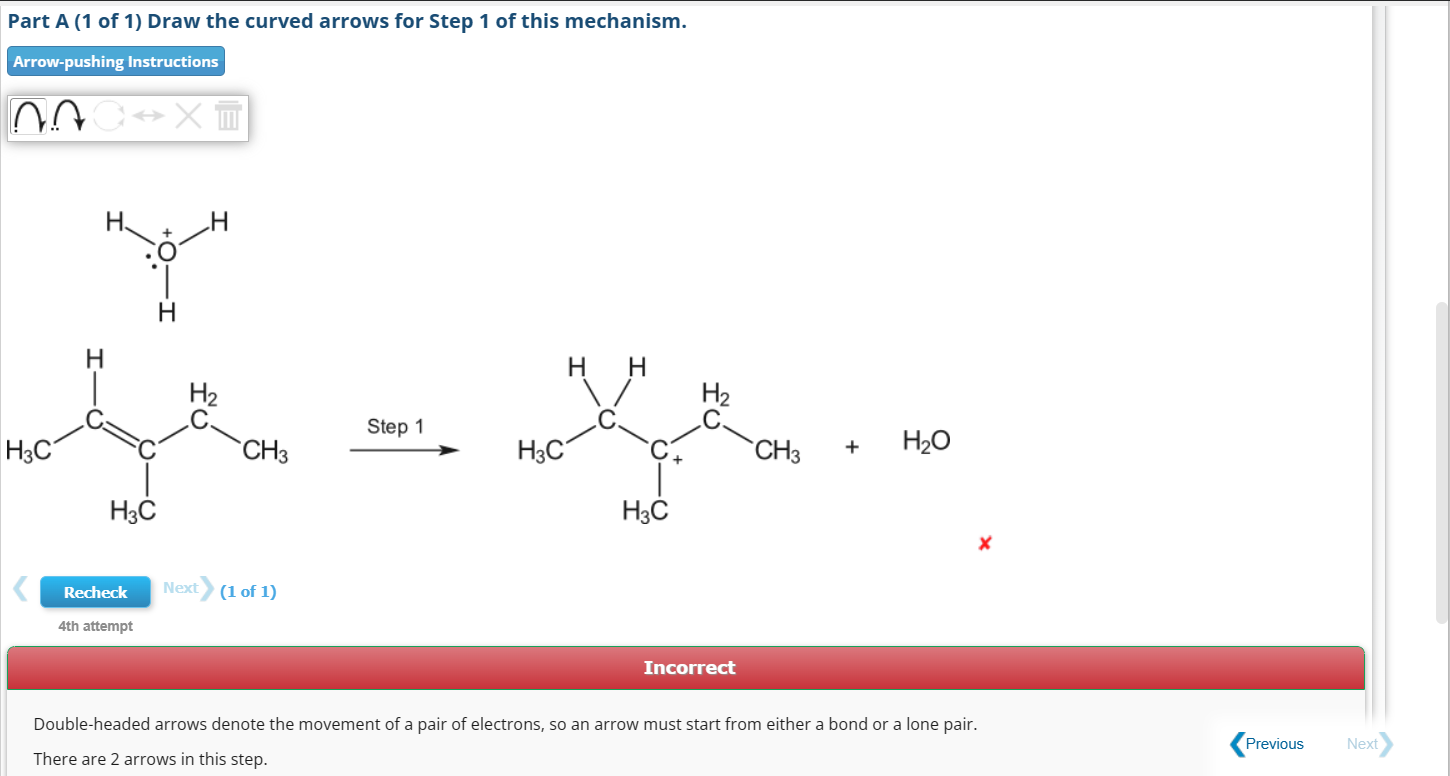 Solved Part A (1 of 1) Draw the curved arrows for Step 1 of | Chegg.com