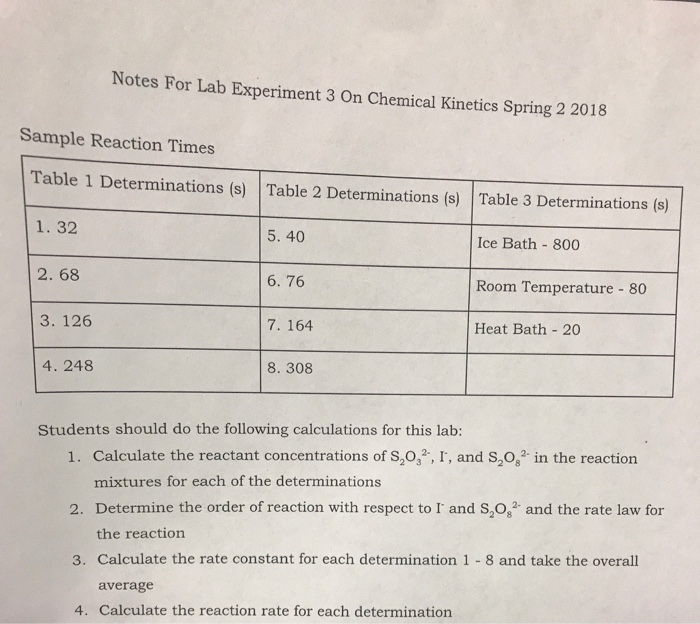 Solved Notes For Lab Experiment 3 On Chemical