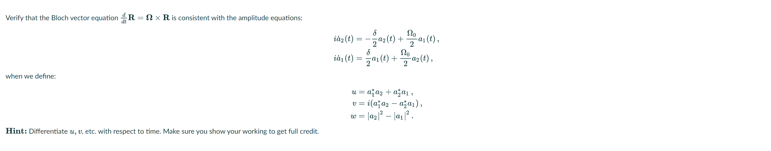 Bloch Vector R Solved Verify that the Bloch vector equation ddtR=Ω×R is | Chegg.com