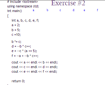 Solved Exercise #1 D D B C E #include Using Namespace Std; | Chegg.com