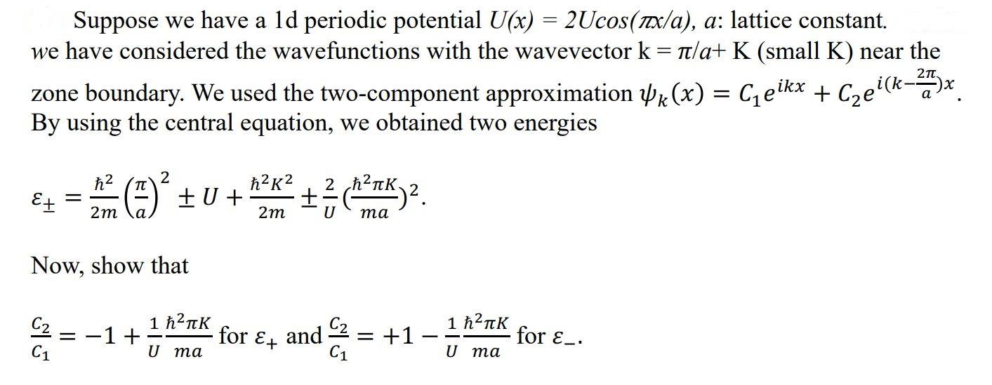 Solved Suppose we have a 1 d periodic potential | Chegg.com