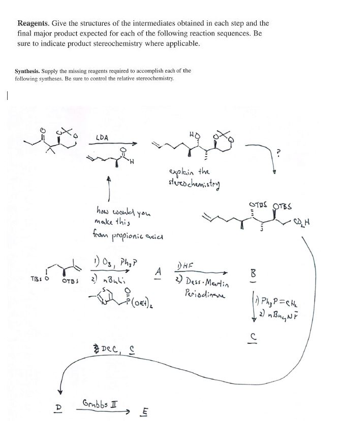 Solved Reagents. Give the structures of the intermediates | Chegg.com