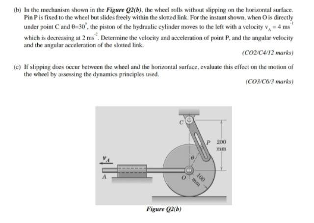 Solved (b) In The Mechanism Shown In The Figure Q2(b), The | Chegg.com