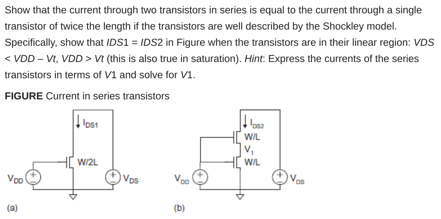 Solved Show that the current through two transistors in