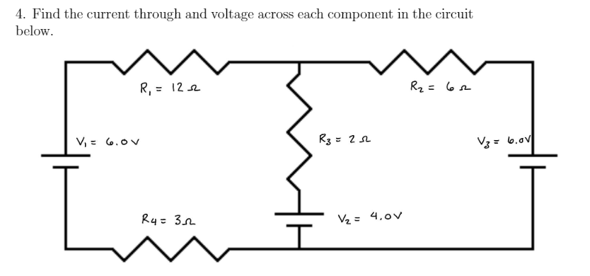 Solved Find the current through and voltage across each | Chegg.com