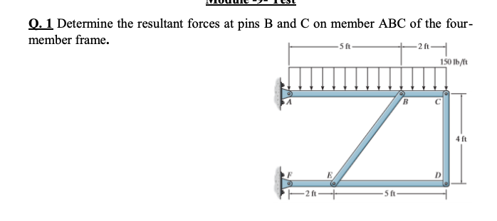 Solved O1 Determine the resultant forces at pins B and C on | Chegg.com