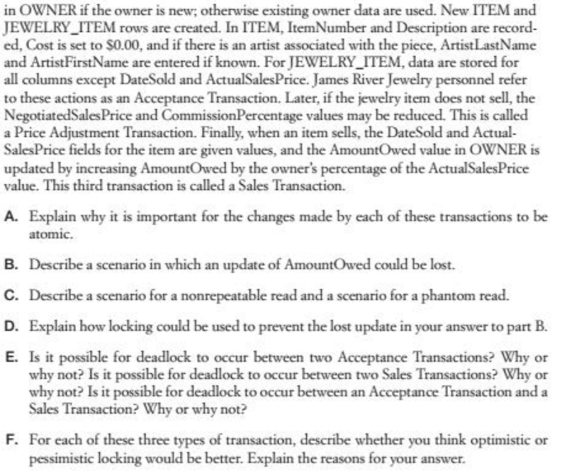 Solved The James River Jewelry database design that was used