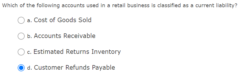 Solved Which of the following accounts used in a retail | Chegg.com