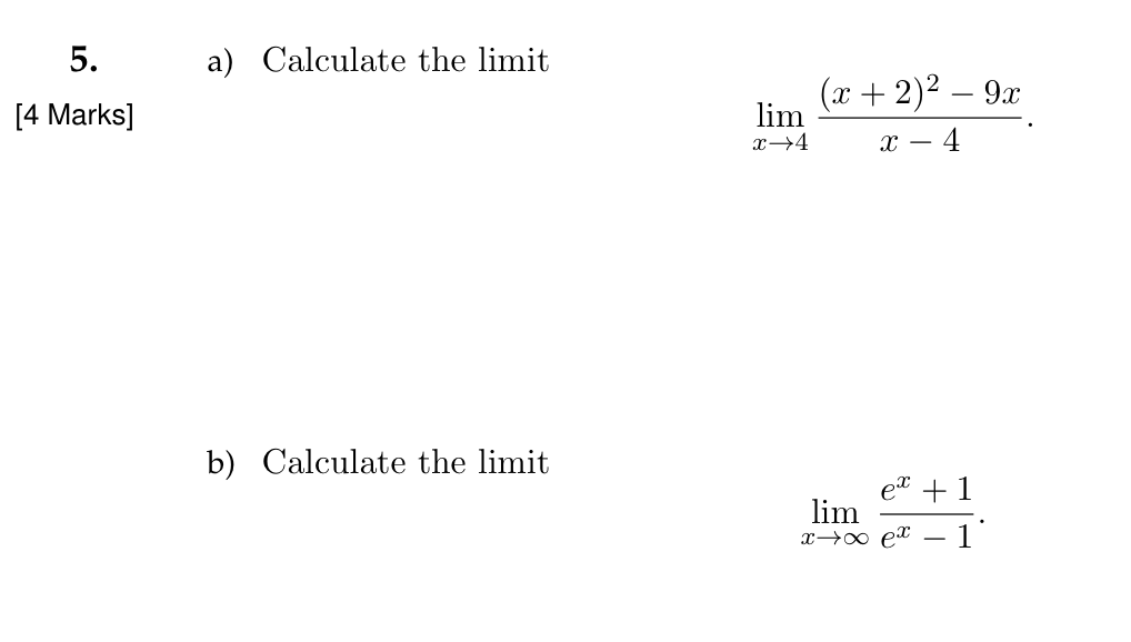 Solved A) ﻿Calculate The Limit[4 | Chegg.com