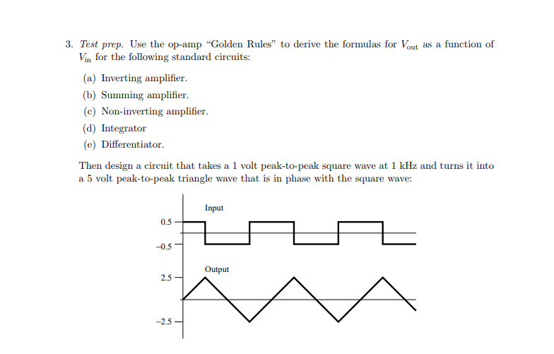 Solved 3. Test prep. Use the op-amp 